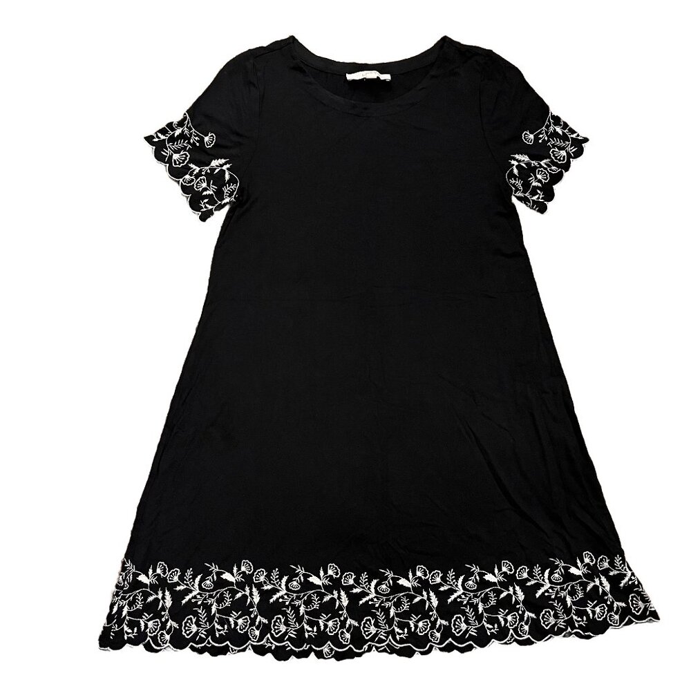 LOFT Dress w/ White Embroidered Sleeve and Hem Detailing Size XS